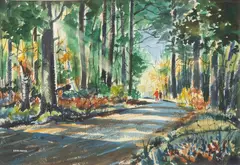 Edward Mayo, Forest Path, Watercolor on Paper