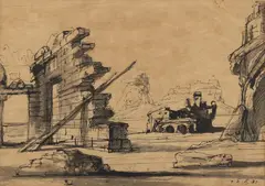 Eugene Berman, Ruins, circa 1938, Ink Drawing on Paper