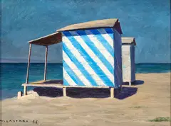 Walter Lazzaro, Capanni, 1956, Oil on Masonite
