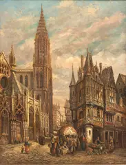 Henry Thomas Schafer, Strasbourg Cathedral, circa 1877, Oil on Canvas