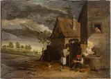 David Teniers the Younger, Village Scene with a Man Eating Mussels, Oil on Panel, Ca. 17th/