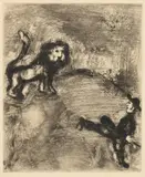 Marc Chagall, Le Lions Fontaine Fables, Black and White Engraving on Paper