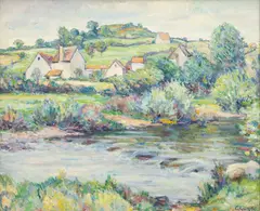 Charles Genge, s, 'House by the Weir, circa 1940, Oil on Canvas