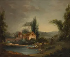 Landscape with Lavandières by Nicolas-Didier Boguet, Oil on Canvas, Ca. Later, sold Jun 2026
