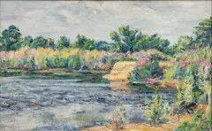 Charle Genge, The Secret Inlet, Oil on Mahogany Panel
