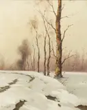 Fortunato Ornaghi, Winter Landscape, Oil on Canvas, Ca.