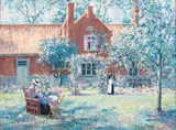 Chavet After Gari Melchers, The Unpretentious Garden, Oil on Canvas, Ca.
