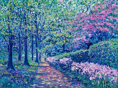 Thom Millsap, Flower Lined Pathway, circa 1990, Acrylic on Canvas