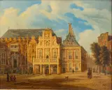 Augustus Wynants, Haarlem City Hall, Netherlands, circa 1840, Oil on Mahogany Panel