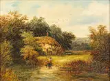 Edward Bennett, Cornish Cottage, Oil on Canvas, Ca.