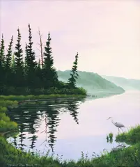 Michael Glenn Monroe, Heron at Sunrise, Hubbard Lake, MI, 2012, Oil on Canvas