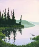 Michael Glenn Monroe, Heron at Sunrise, Hubbard Lake, MI, 2012, Oil on Canvas