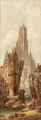 Henry Thomas Schafer, Rouen Cathedral, 1880, Oil on Board