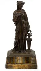 Théodore Doriot, Vestal Virgin Keeping the Flame of Rome, Bronze Sculpture, Ca.