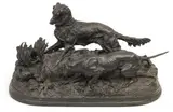 Pierre-Jules Mêne, Chasse À La Perdrix (Setter, Pointer, and Partridge)t), circa 1850, Original Bronze Sculpture