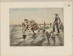 Henry Wilkinson, Curling, Hand Colored Drypoint Etching on Paper