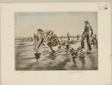 Henry Wilkinson, Curling, Hand Colored Drypoint Etching on Paper