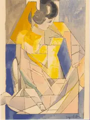 Jacques Villon, Portrait D'une Jeune Fille, Lithograph in Color on Wove Paper 1952 (Printed 1972)