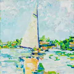 Thom Millsap, Sailboat Near Shore, circa 1980-90, Acrylic on Canvas