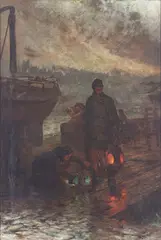 Setting the Lights by Robert Hopkin, 1897, Oil on Canvas, offered May 2026