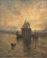 Robert Hopkin, Setting the Range Lights, Oil on Canvas