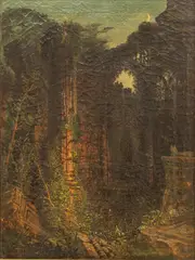 Moonlit Ruins by Robert Hopkin, 1873, Oil on Canvas, sold May 2026