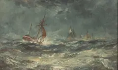 Robert Hopkin, Sailing Vessel at Sea, Oil on Canvas