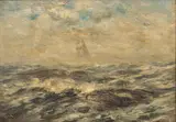 Robert Hopkin, Misty on the Banks, Oil on Panel, Ca.