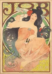 Job (La Femme Brune) by Alphonse Mucha, circa 1898, Chromolithograph Poster, sold May 2026