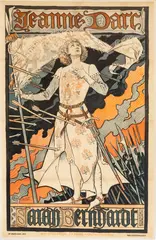 Eugene Grasset, Jeanne D'Arc / Sarah Bernhardt, circa 1894, Lithographic Poster on Paper, Linen Backed