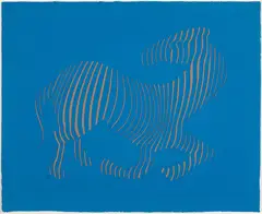Victor Vasarely, Zebra (Blue), from the Zebra Series, Embossed Engraving on Blue Cast Paper