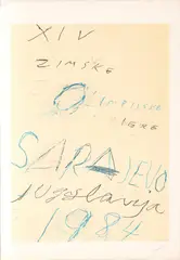 Cy Twombly, Sarajevo, from Art and Sports, 1983, Lithograph, Etching and Aquatint in Colors, on Arches Paper