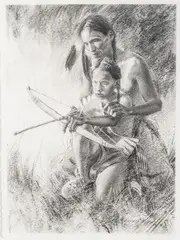 Loren Entz, Guiding Hands, Charcoal on Paper, with Deckle Edges