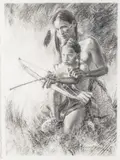 Loren Entz, Guiding Hands, Charcoal on Paper, with Deckle Edges