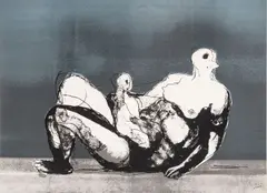 Henry Moore, Reclining Mother, 1982, Lithograph in Black and Grey, on Wove Paper