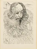 Salvador Dalí, Portrait of Miguel De Cervantes, Etching on Wove Paper