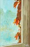 Charles Schridde, Leaves in a Window, Oil on Canvas