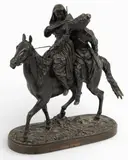Young Cossack Couple on Horseback by Evgeny Aleksandrovich Lansere, Bronze Figural Sculpture, sold May 2026