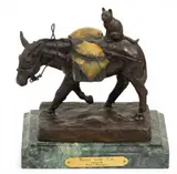 Tom Knapp, Burro with Cat, Bronze Sculpture