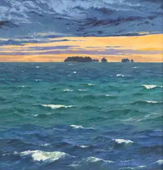 Casey Wise, Sunrise over Little Charity Island, 2016, Oil on Canvas