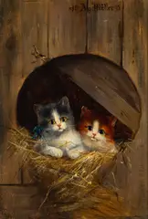 August Müller, Two Kittens, 1895, Oil on Canvas