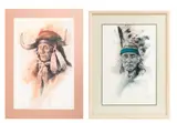 Robert Davis Garner, Untitled, Offset Lithographs on Paper, Portrait of a Shaman and a Warrior