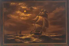 Imogene Morrell, Tall Ship in Moonlight, circa 1900, Oil on Canvas