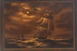 Imogene Morrell, Tall Ship in Moonlight, circa 1900, Oil on Canvas