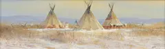 Mark Geller, Cold Morning Teepee, Oil on Masonite