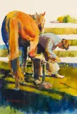 Arne Westerman Aws, Shoeing Red (Farrier), 1984, Watercolor on Wove Paper