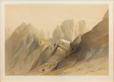 David Roberts, Ascent of the Lower Range Sinai, 1845, Hand Colored Stone Lithograph