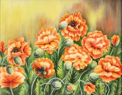 Regina Engelhardt, Poppies, Acrylic on Canvas Board