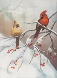 Regina Engelhardt, Cardinals, Watercolor and Gouache on Paper