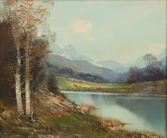 Gustav Türk, Tyrolian Mountain Lake, Oil on Canvas